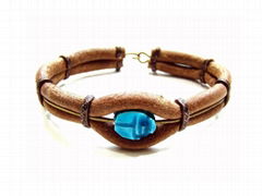 scarab leather bracelet