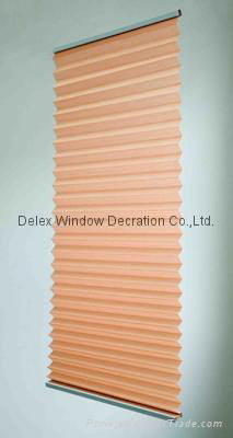 fabric pleated shades for windows with steel headrail and steel bottomrail 2