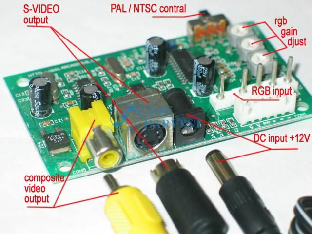 Arcade RGB CGA to TV and Video Composite converting board