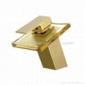 Brand New Golden surface Glass waterfall faucet 1