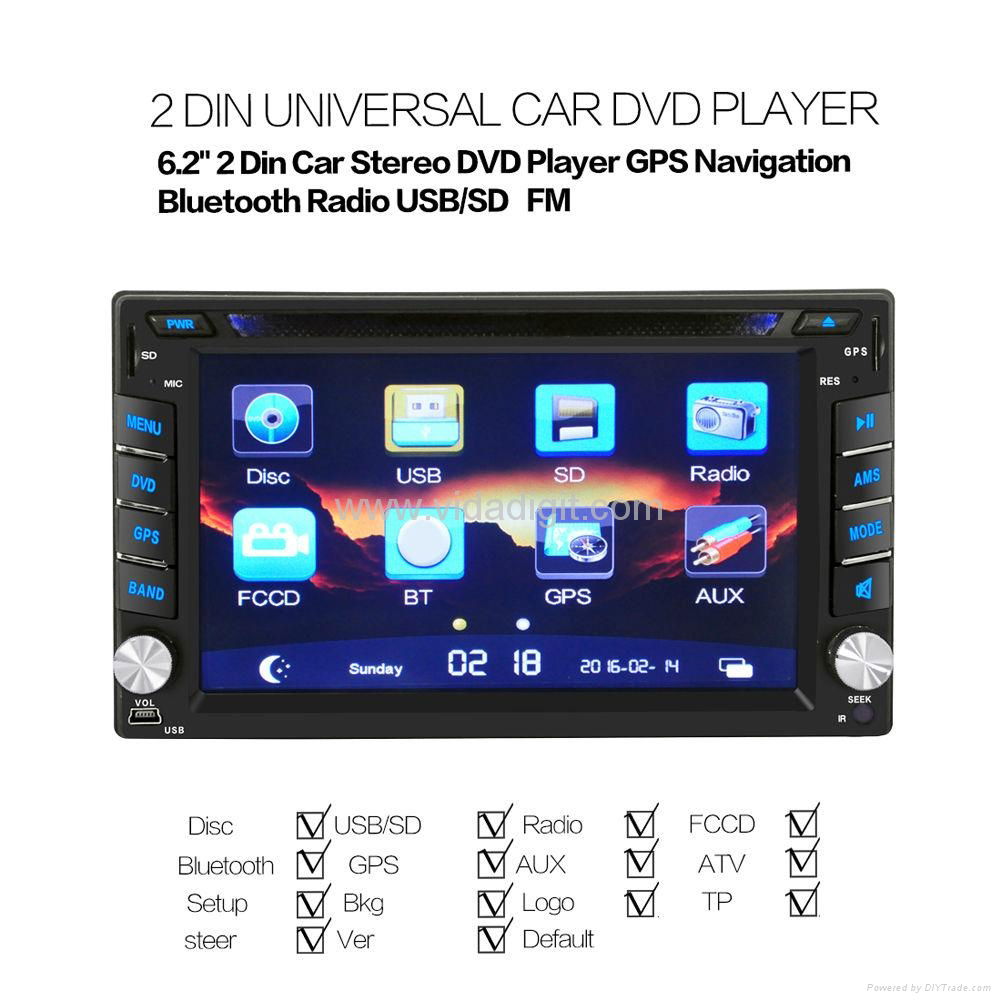 2Din 6.2"  In-Dash Radio iPod TV Bluetooth GPS Navigation Car DVD/USB/SD Player 2