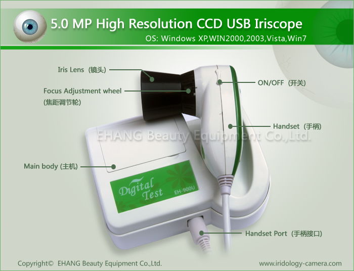 NEW 5M Pixels USB Left/Right lamp Iriscope,Iridology camera(EH-900U) 2