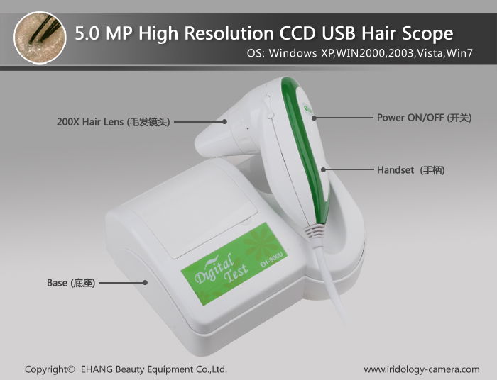 NEW 5.0 MP High Resolution CCD USB Hair Scope(EH-900U) 2