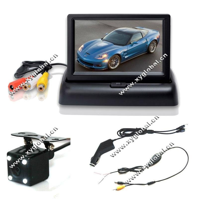 4.3 inch foldable wireless car rear view system with night vision