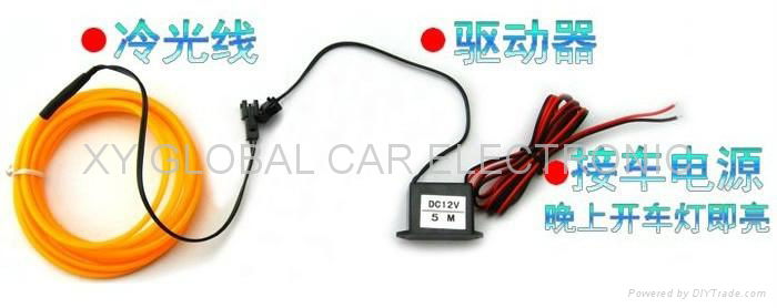 car EL cool light wire with EL inverter and car adaptor 4