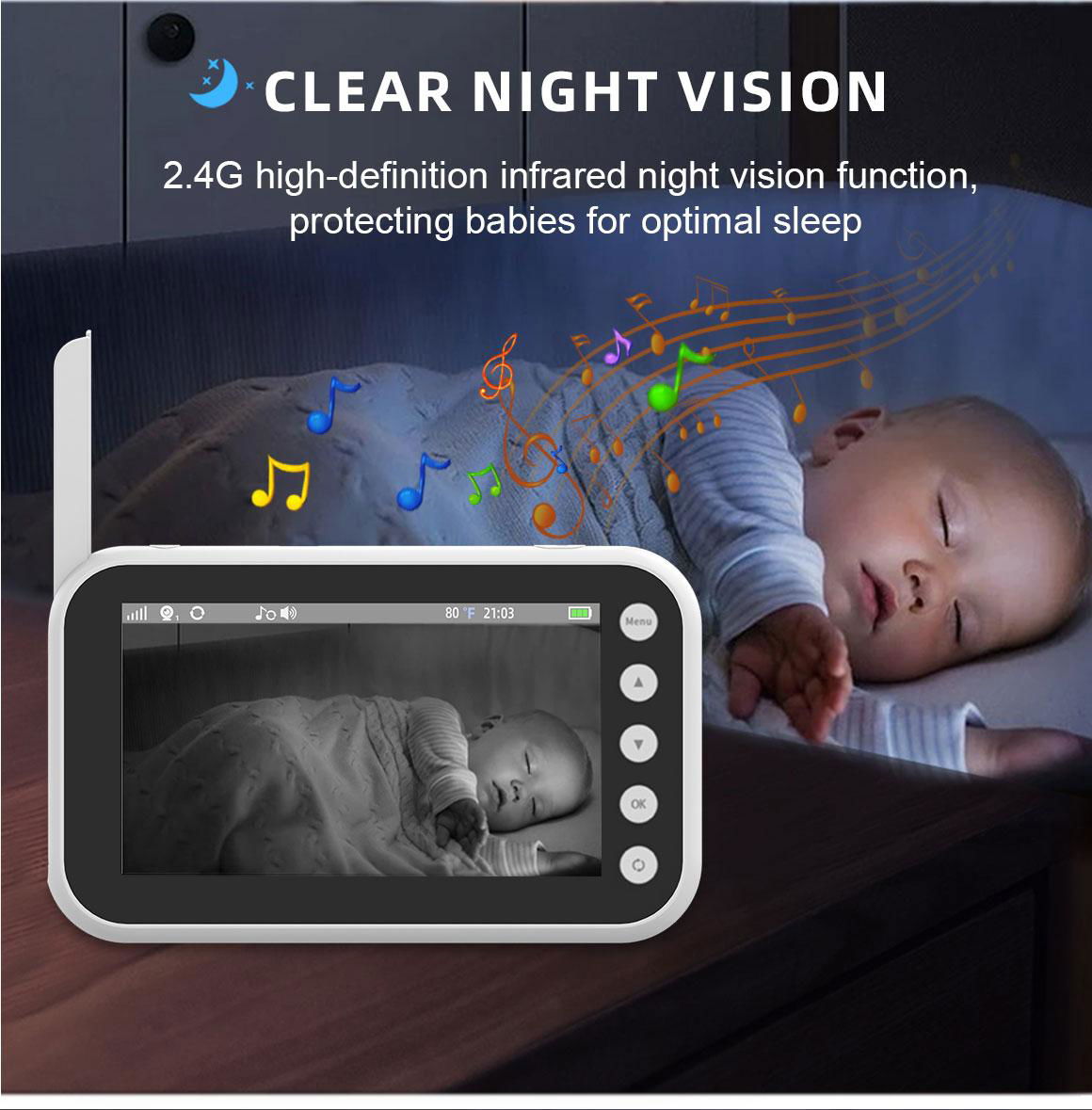 China Factory 4.3inch LCD 1080P Video Baby Monitor Night Vision Two Way Talk Pan 4