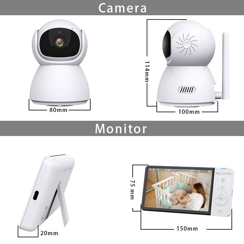 New 5-Inch IPS Baby Monitor with Smart Camera Surveillance Two Way Talk Night Vi