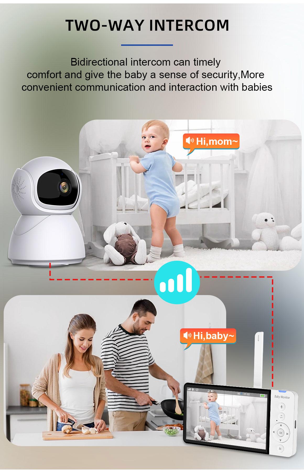 New 5-Inch IPS Baby Monitor with Smart Camera Surveillance Two Way Talk Night Vi 4