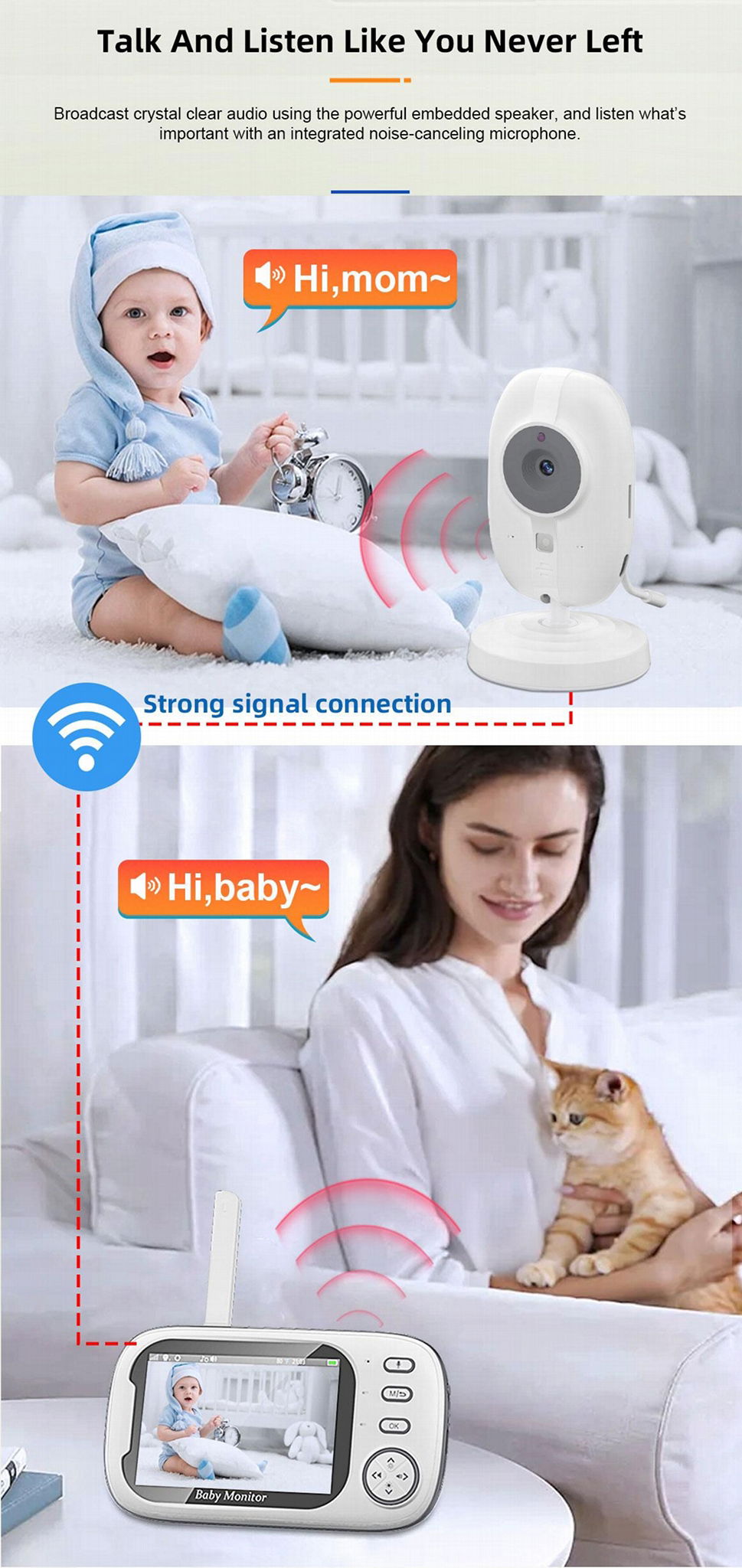 3.5inch Video Baby Monitor Wireless Wide Angle Lens Night Vision Security Baby  4