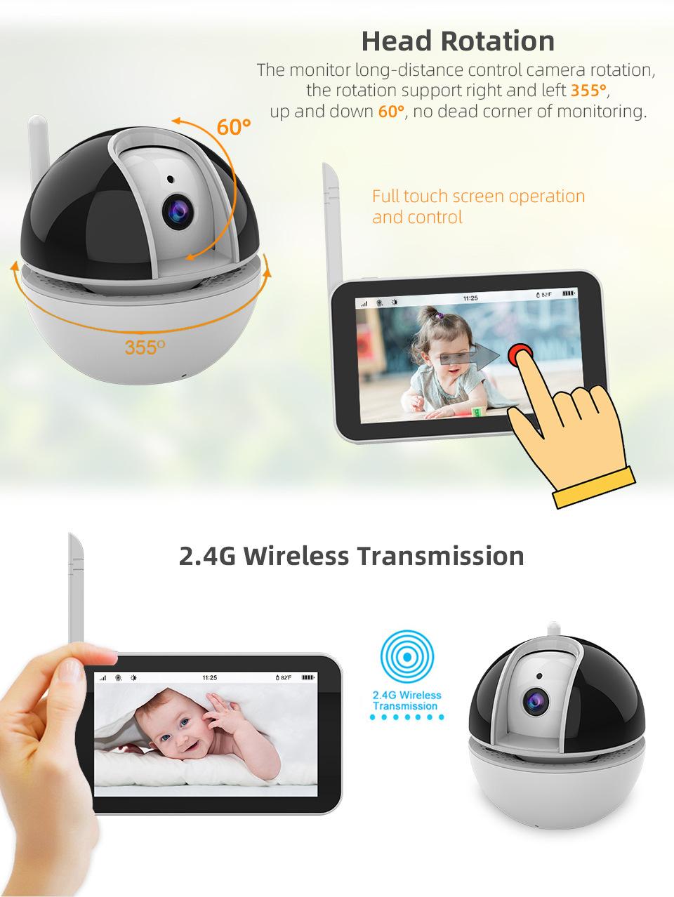 NEW 5inch LCD Screen and Touch Panel Baby Monitor with Smart WiFi Camera 1