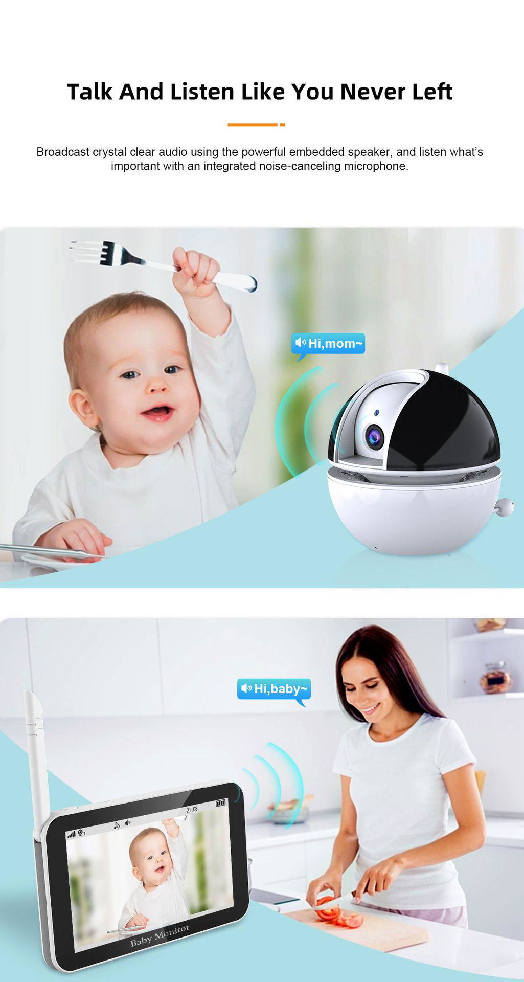 NEW 5inch LCD Screen and Touch Panel Baby Monitor with Smart WiFi Camera 3