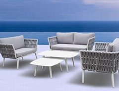 New material wholesale outdoor furniture AL frame wave rope sofa set