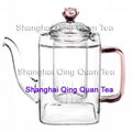 heat resistant glass flower teapot