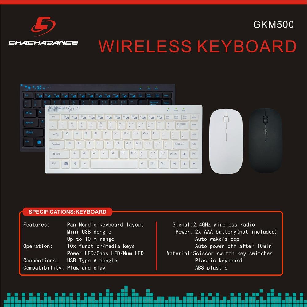 Wireless keyboard and mouse combo GKM500 4