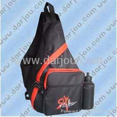 backpack with water bottle