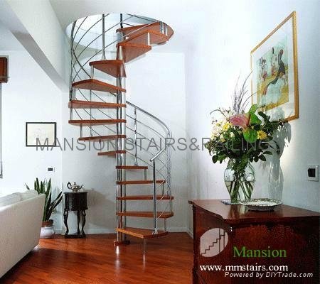  Decorative Stainless Steel Wood Spiral Stairs