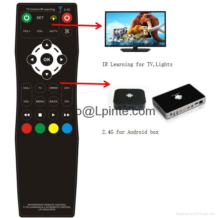 Android tv remote control and tv 2.4G learning google tv box RF wireless amino 4