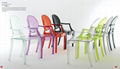 Decorative Polycarbonate Chair With Armrest , Clear Ghost Patio Chairs
