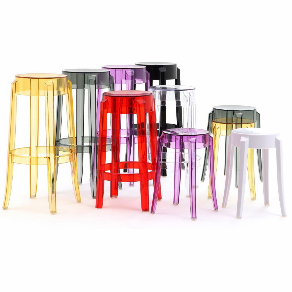 Plastic transparent Kartell Charles Ghost Stool 3