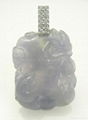 18K White Gold with Diamond Levander Jade Pendant 1