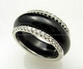 18K White Gold  Diamond with Black Jade Ring 1