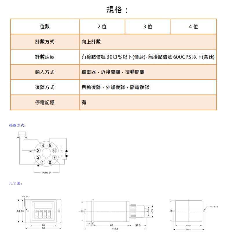 臺灣 ORDER TYPE"LDC-411" 指撥式計數器 食品機 麵包機 包餡機 5