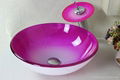 contemporary colorfull glass bowl with waterfall faucet  4