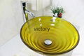 Contemporary Tempered Glass Vessel Sink With Hot And Cold Faucet Set 2