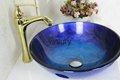 Contemporary Tempered Glass Vessel Sink With Hot And Cold Faucet Set 3