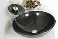 Contemporary Tempered Glass Vessel Sink With Hot And Cold Faucet Set 4