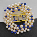 Sorority Pearl Rhinestone Round Brooch