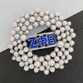 Sorority Pearl Rhinestone Round Brooch Women Accessories