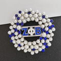 Sorority Pearl Rhinestone Round Brooch Women Accessories