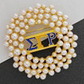 Sorority Pearl Rhinestone Round Brooch Women Accessories