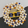 Sorority Pearl Rhinestone Round Brooch Women Accessories