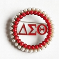 Delta Sigma Sorority Round Pearl Brooch