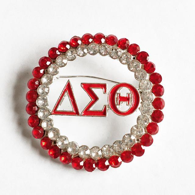 Delta Sigma Sorority Round Pearl Brooch 5