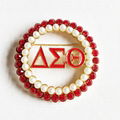 Delta Sigma Sorority Round Pearl Brooch 7