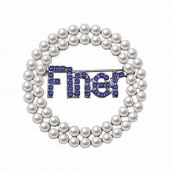 Handmade Greek Sorority Pearl Finer Women Brooch Charms Jewellry