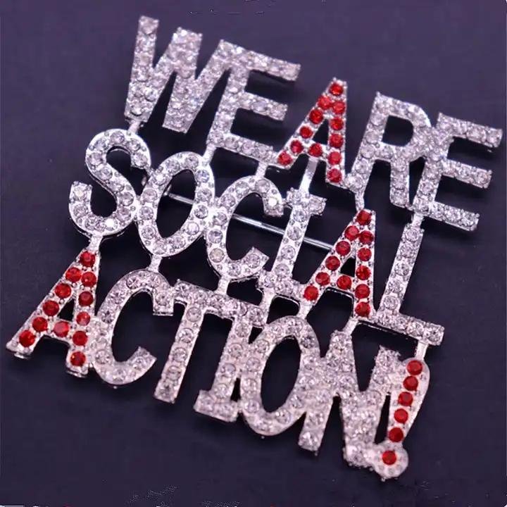 Greek Letter Sorority We Are Social Action Pin 2