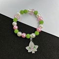 AKA Pink Green Greek Letters Charm Sorority Fashion Bracelet