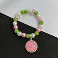 AKA Pink Green Greek Letters Charm Sorority Fashion Bracelet 5