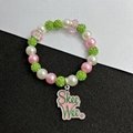 AKA Pink Green Greek Letters Charm Sorority Fashion Bracelet 6