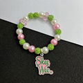 AKA Pink Green Greek Letters Charm Sorority Fashion Bracelet