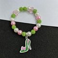 AKA Pink Green Greek Letters Charm Sorority Fashion Bracelet 7