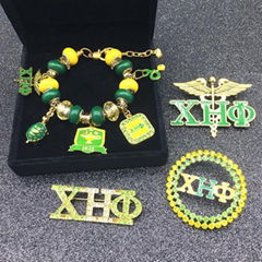  green and yellow sorority xho letter blanket chi eta phi custom  brooch chum 