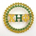  green and yellow sorority xho letter blanket chi eta phi custom  brooch chum 