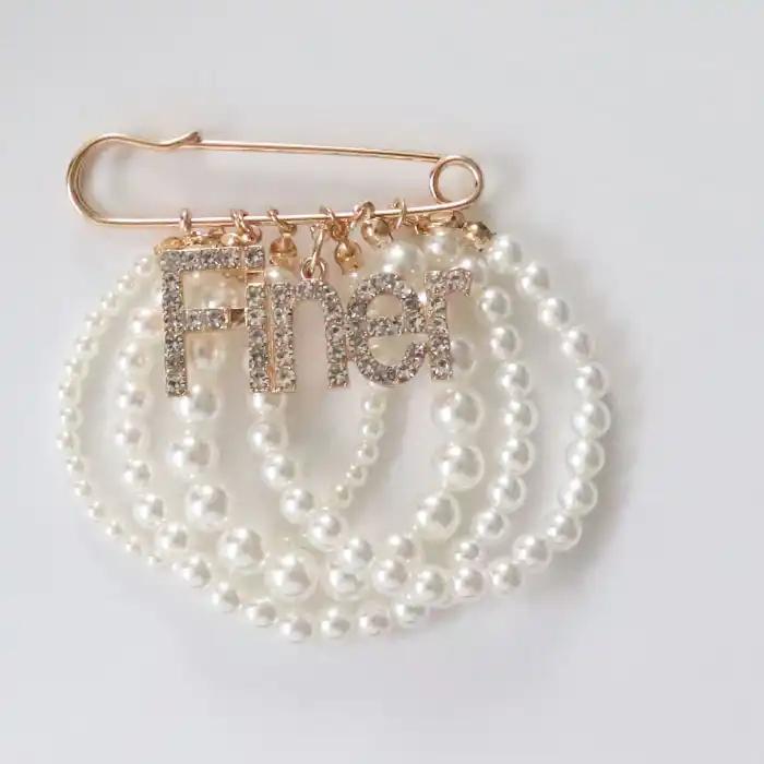 Sorority brooches Pearl Delta Sigma Theta Letters Brooch Pin 7