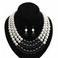 3 Layers Pearl Necklace Earring Jewelry