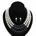  3 Layers Pearl Necklace Earring Jewelry Set Zeta Sorority